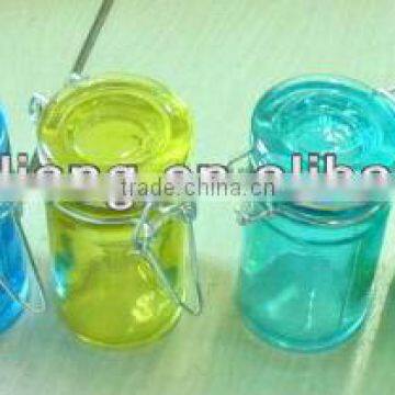 clip top glass canisters, colorful glass jar with glass lid, cylinder glass bottle