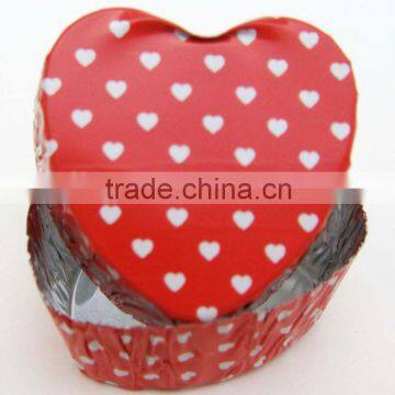 Colorful heart shape aluminum foil chocolate cups in hot sale