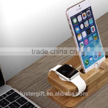 Bamboo Wood Charge Station for Apple Watch & for iPhone wooden charging station