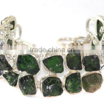 Green Tourmaline 925 Sterling Silver Chain Bracelet