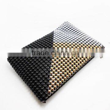 Customized metal mesh bead clutch handbag for 2015