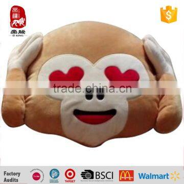 Best made stuffed soft custom monkey emoticon plush emoji pillow