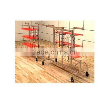 Freestanding stainless steel cloth display rack