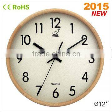 2015 nature wood oriental linen wall clock (12W40NA-M1)