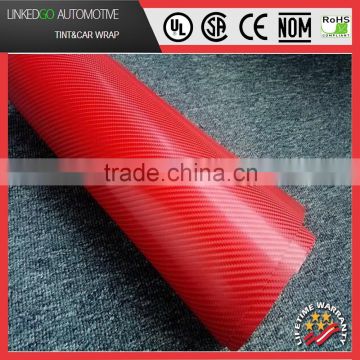 Good Air Bubble Free 1.52*30M Polymeric Wholesales 4D Red Carbon Fiber Vinyl