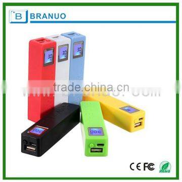 high quality 2600 mah potable mobile power bank with LED screen , mobile power bank 2600mah with LED screen