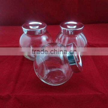 shaped glass food jar container with lid