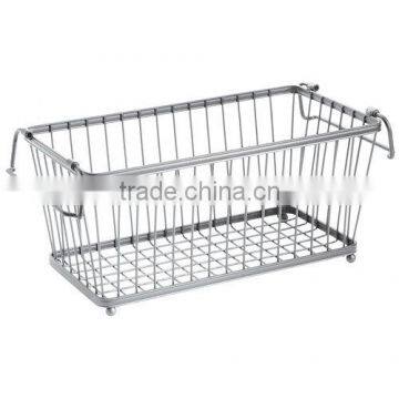 Silver Stackable Wire Basket in a Pantry or a Kitchen YC007