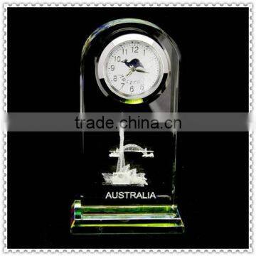 Arch Crystal Stained Glass Clocks With Laser Engraving For Souvenir