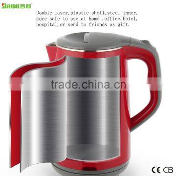 Baidu Factory Double Layer 2.0L Red Instant Boil Water Stainless Steel Kettle Larger Mouth Easy to Clean photo-2