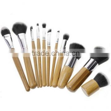 11 pcs Wood Handle Makeup Cosmetic Eyeshadow Foundation Concealer Brush Set