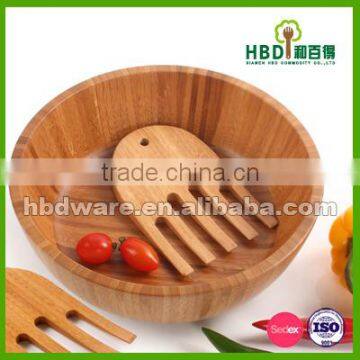 Bamboo Wooden Salad Bowls with server wholesale