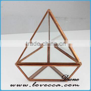 Wholesale Indoor Plant Rose Gold Geometrical Glass Terrarium With Metal Frame photo-3
