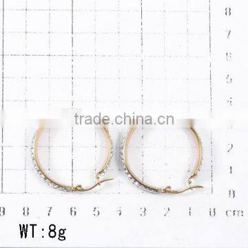 2016 Latest 18k Gold Plated Stainless Steel Cubic Zirconia Diamonds Hoop Earrings photo-2