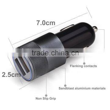 Multifunction 12v 24v 2.1A 1.0A Aluminium Bullet Dual Port USB Universal Car Charger for Iphnoe Ipad Normal Usb Phone photo-2