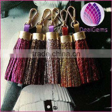 Wholesale Embossed Leather Tassel Keychain