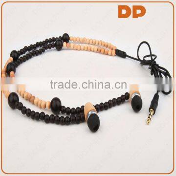 Guangdong manufacture supply wooden beads earphones colorful headphones for samsung and iphone