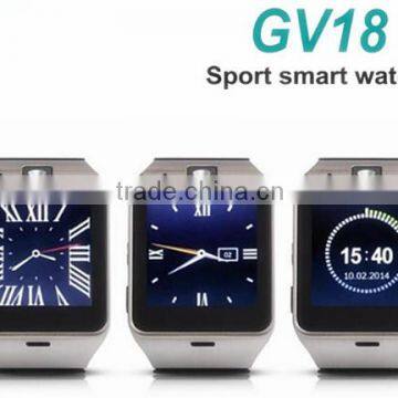 GV18 Smartwatch Bluetooth Sport Fitness Pedometer Camera Clock Bracelet Touch Screen Smart Watch Android Mobile Cell Phone