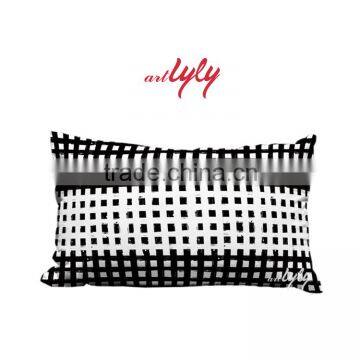 Home Decorative Black White Checked Boudoir Cushion