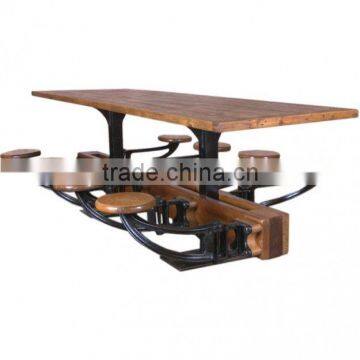 CAST IRON WOODEN SWING DINING TABLE 8 seater, Industrial metal wood Restaurant dining Table