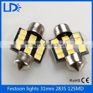 New car lighting 12PCS 31mm 2835 SMD LED festoon bulbs 12v led dome lights