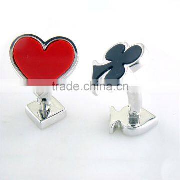 Fashionable 304 stainless steel playing card novelty cufflinks customised