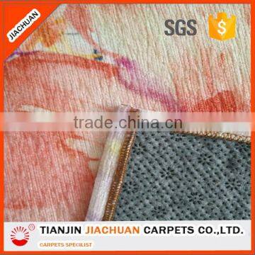 tile style commercial chenille yarn jet printed carpet