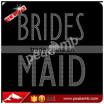 Brides Maid rhinestone transfers bling iron on decals wholesale