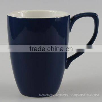 Logo Decal Artwork Custom Design 12oz Blue Color Glazed Promotional Ceramic Mug