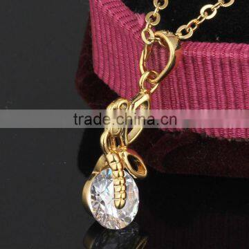 2014 new heart pendant gold jewellery chain necklace,butterfly necklace(AM-D0339-J-B)