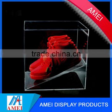 Super gold alibaba supplier square 3mm acrylic glass shoe box with OEM or ODM