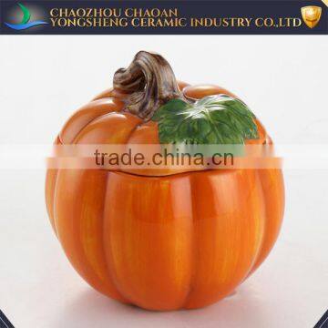 Decorative ceramic small pumpkin design attractive sugar canister
