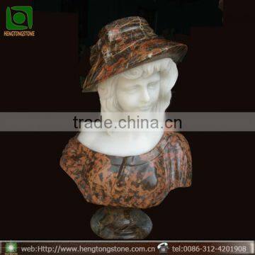 Hand Carved Female Marble Girl Head Bust Statue