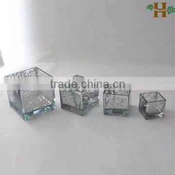 silver square glass vases