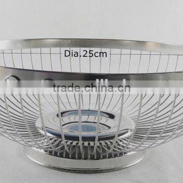 Different Size Round Shape Metal Wire Fruit Basket Chrome photo-3