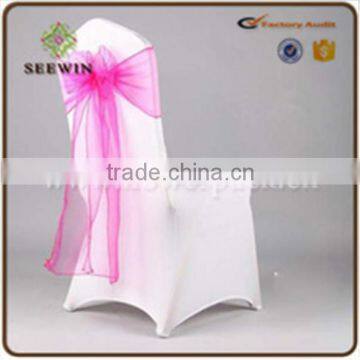 airily transparent soft organza chair sash for outdoor wedding decoration use