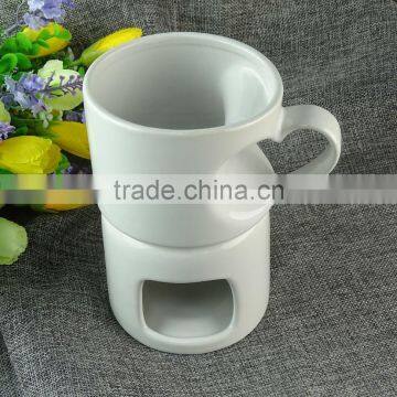 Wholesale White Ceramic Candle Holder, Cheap Glazed Ceramic Mug With Holder in Stock photo-2