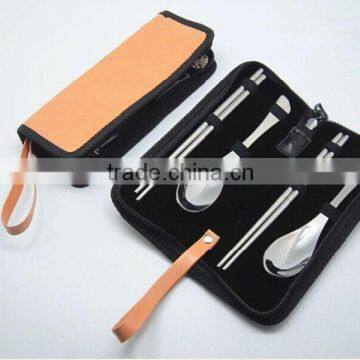 Stainless Steel Travel Cutlery Set With Spoon, Fork, Chopsticks, Bowls and Bag photo-4