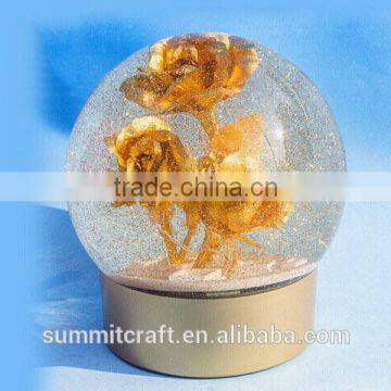 Italy souvenirs snowflake ball with golden rose snow globes souvenir