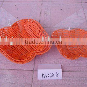 Orange paper rope weave pumpkin shaped storage dopant basket