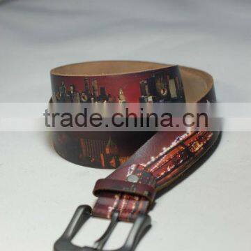 4C transfer printing genuine Leather belts