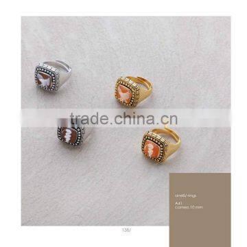 925 Sterling Silver Fashionable Handmade Cameo Rings Made in Italy