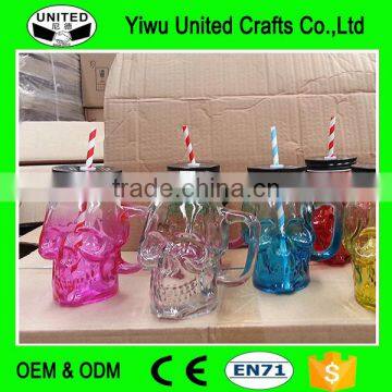 Handle Cock Glass Rooster Cup With Metal Lid, Drinking Glass Bottle With Handle photo-3