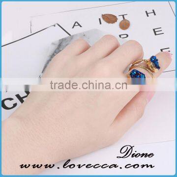 Wholesale Natural Double Agate Silver Black Druzy Ring photo-6