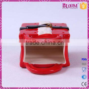 Handmade Craft Ceramic Christmas Red Gift Basket photo-5