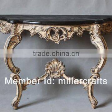 Green Marble Baroque Wall Cleat 2 Leg Console Tables photo-6