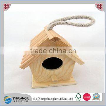 Hanging Ornament Little Wooden Miniature Wood Roof Bird House Spring Home Decor