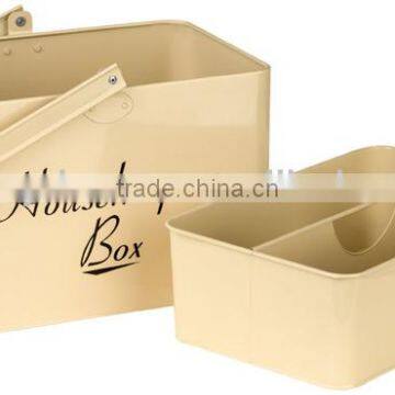 Metal Housekeepers Carry Box with Removable Tray Cream housekeepers storage