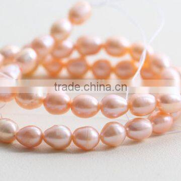 New 16 Inches 3-4mm Pink Rice Shape Freshwater Pearl Strand photo-2