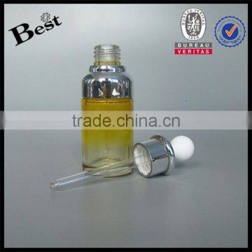 Hot Products Cosmetic Packaging Fancy 30ml Glass Bottle With White Big Dropper Yellow Dropper Bottle With Silver Aluminum Top photo-2